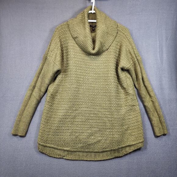 Talbots Womens Sweater 2X Olive Green Wool Blend Cowl Neck Office Casual Cabin - Picture 1 of 10